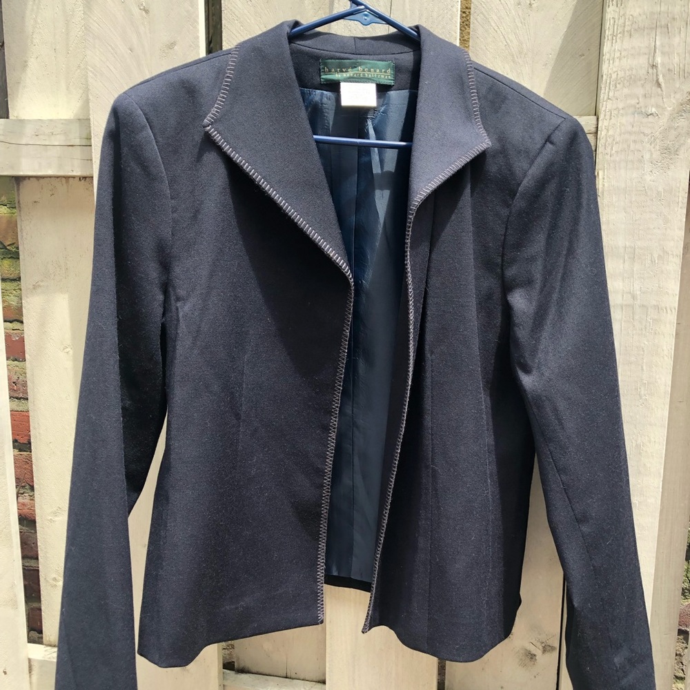 Harve Benard navy Wool Open Blazer - size 12